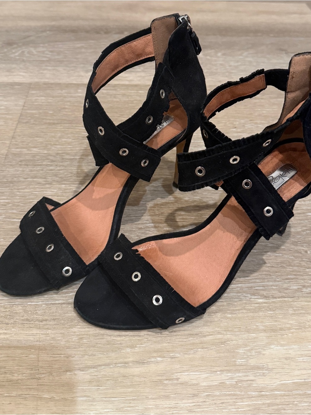 Halogen Black Grommet Strappy Heeled Sandals